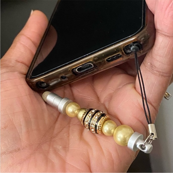 Faux Pearl Champagne Colored Beaded Stylus Mini Cell Phone Accessories - Picture 5 of 7